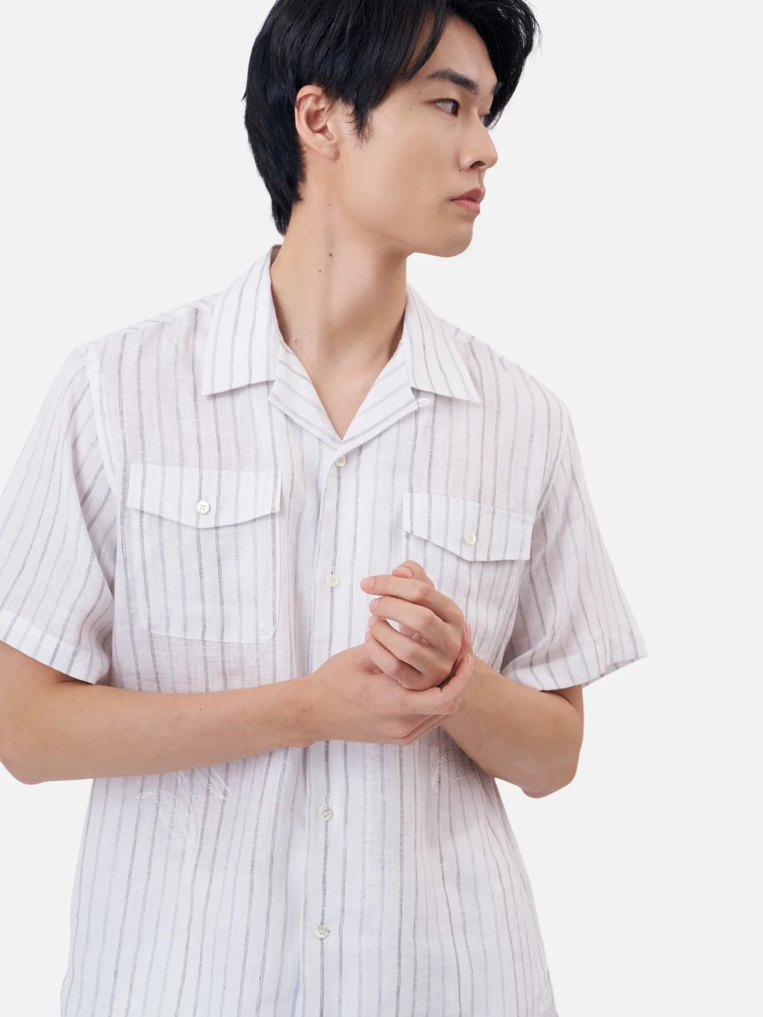 Stripe Linen Hawaiian Shirt - Image 4