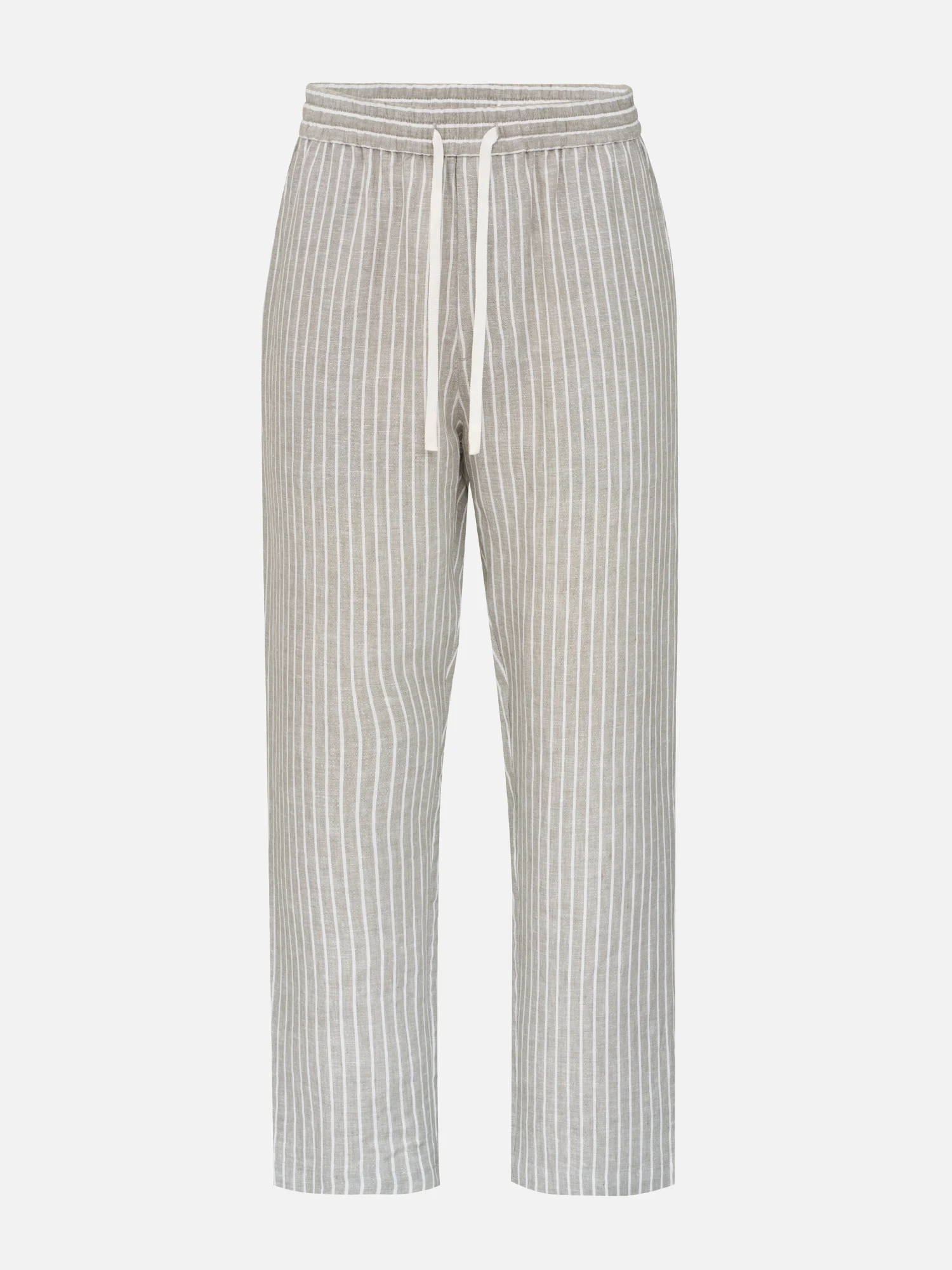 Striped Linen Elastic Waist Trousers - Image 2