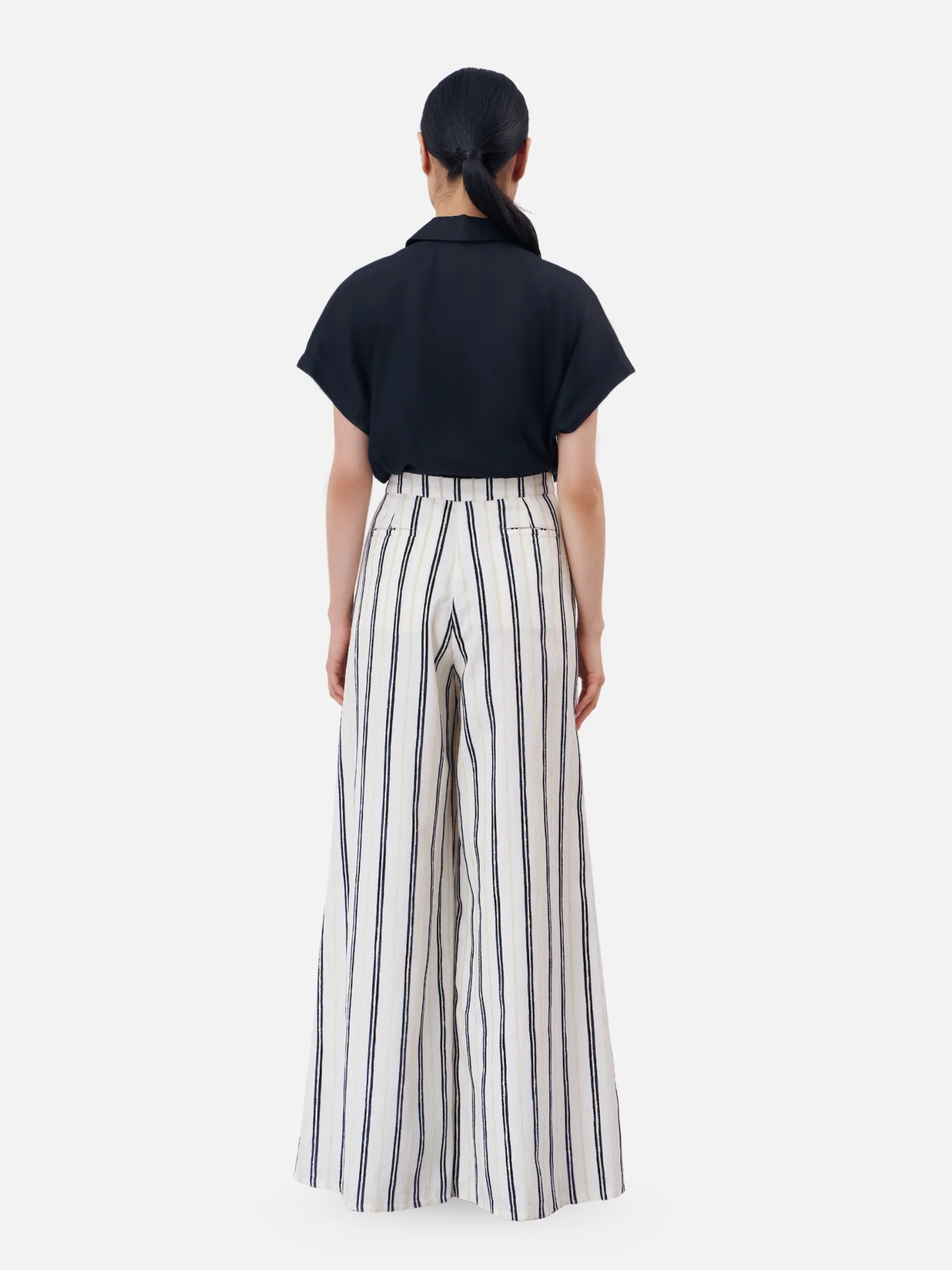 THA-RA Chenille Double-Pleated Wide-Leg Trousers - Image 5