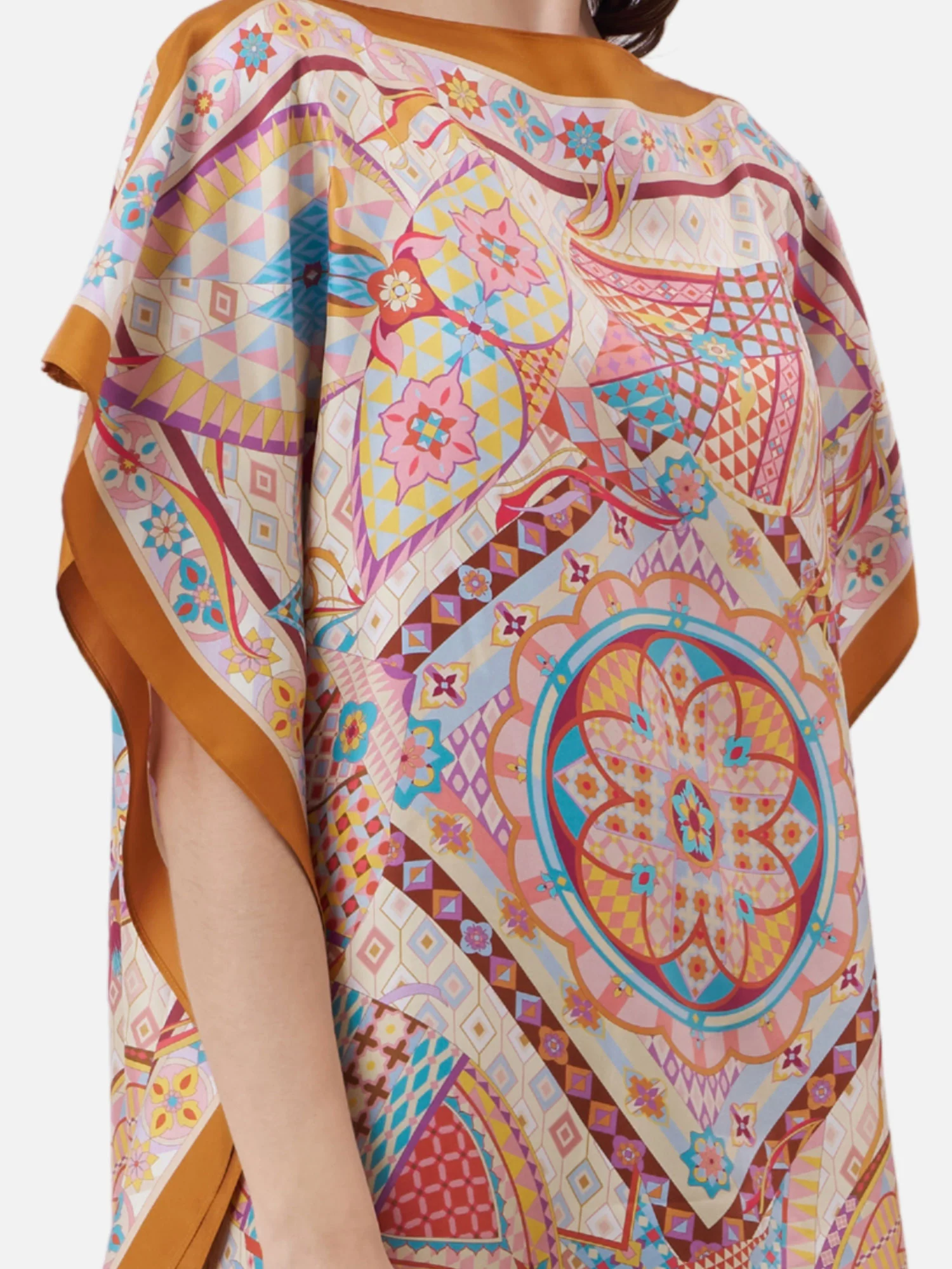 Thai Kite Silk Twill Scarf Poncho - Image 5