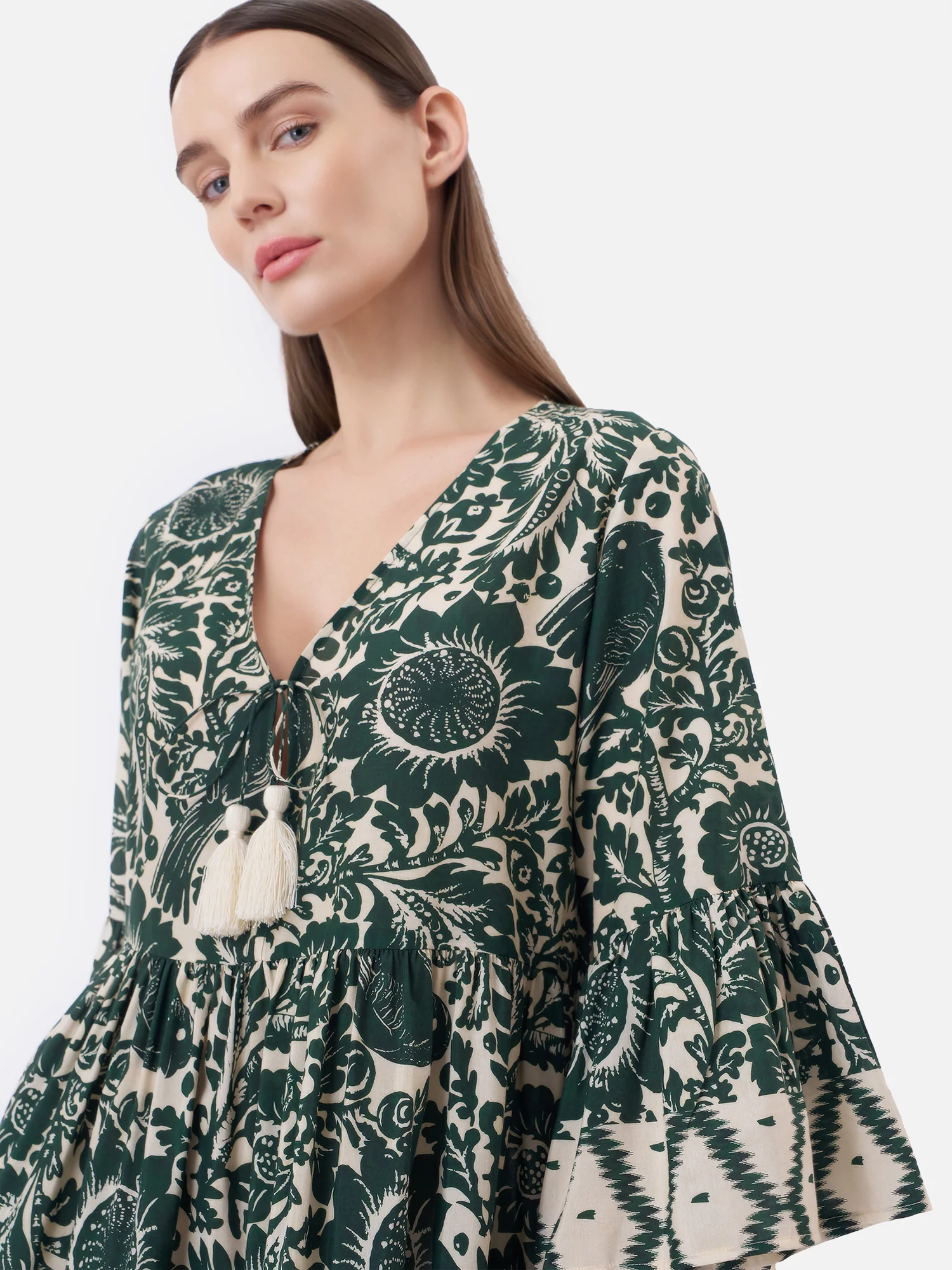 Trogon Birds Hippie Midi Dress - Image 4