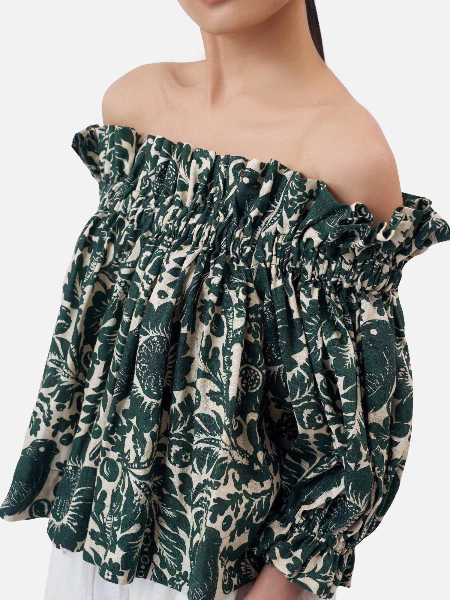 Trogon Birds Linen Off-Shoulder Top - Image 3