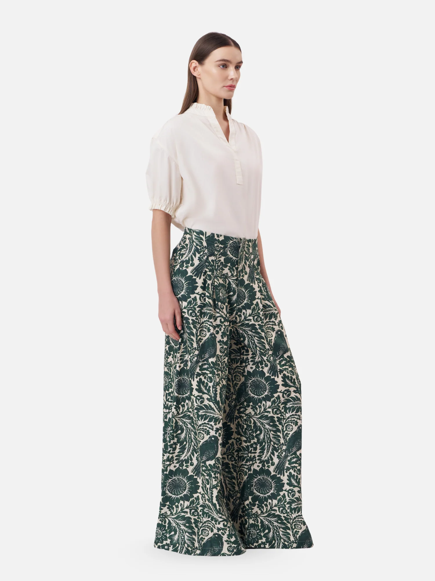 Trogon Birds Linen Pleated Trousers - Image 4