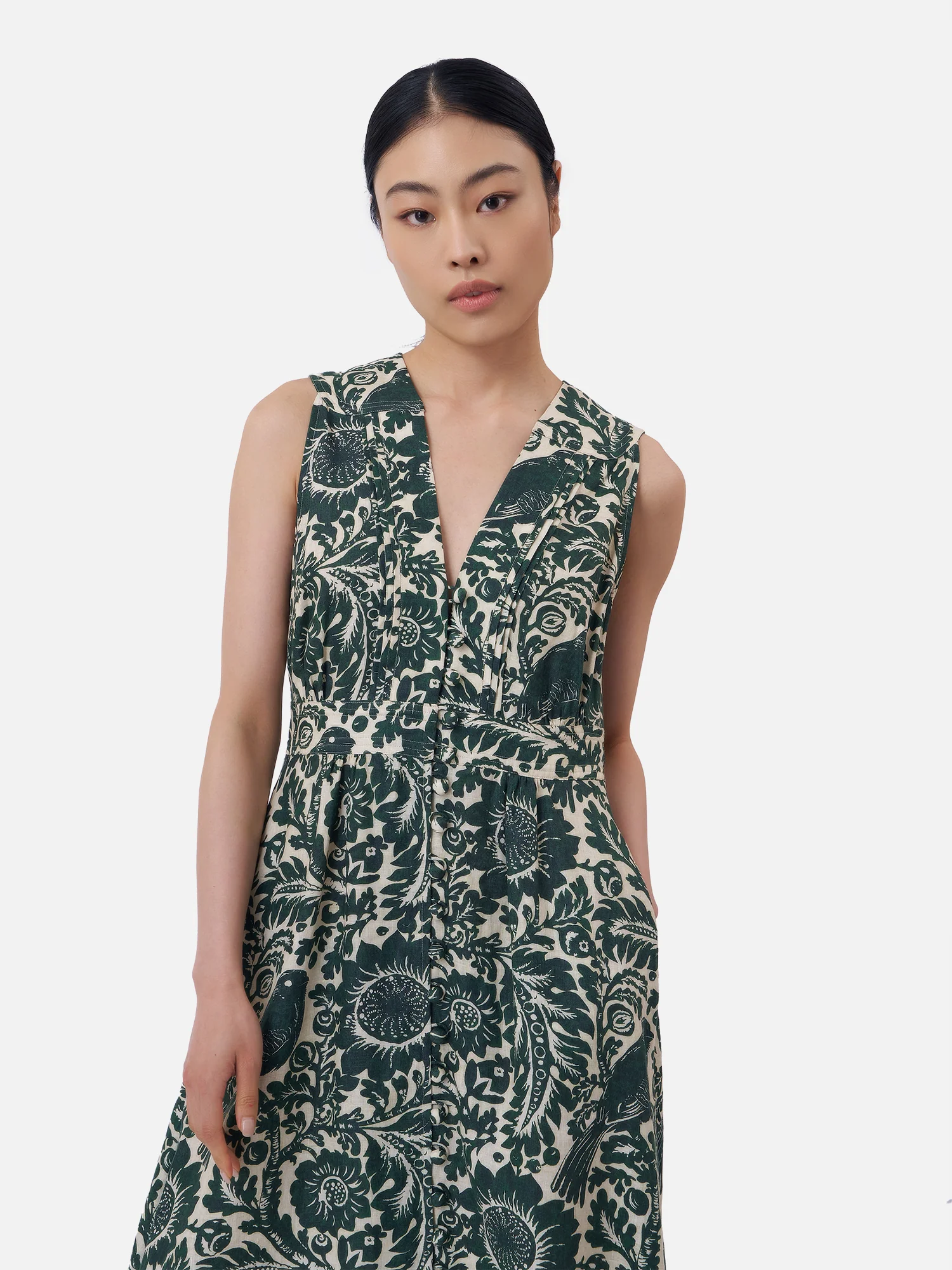Trogon Birds Linen Sleeveless Maxi Dress - Image 3