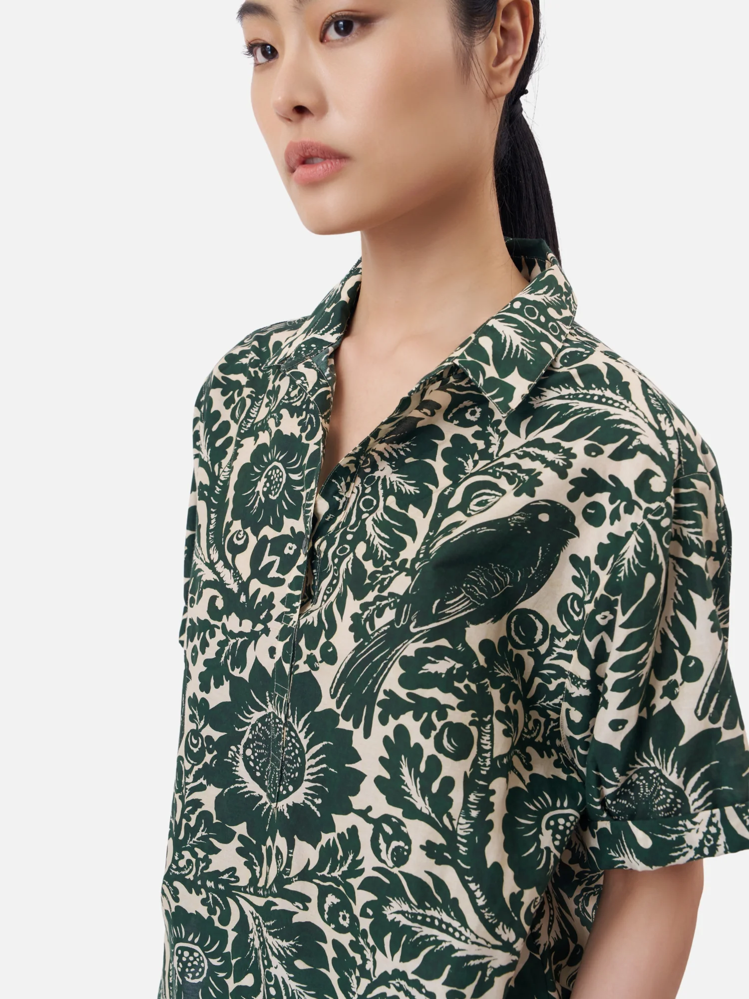 Trogon Birds Roll Up Sleeve Blouse - Image 3
