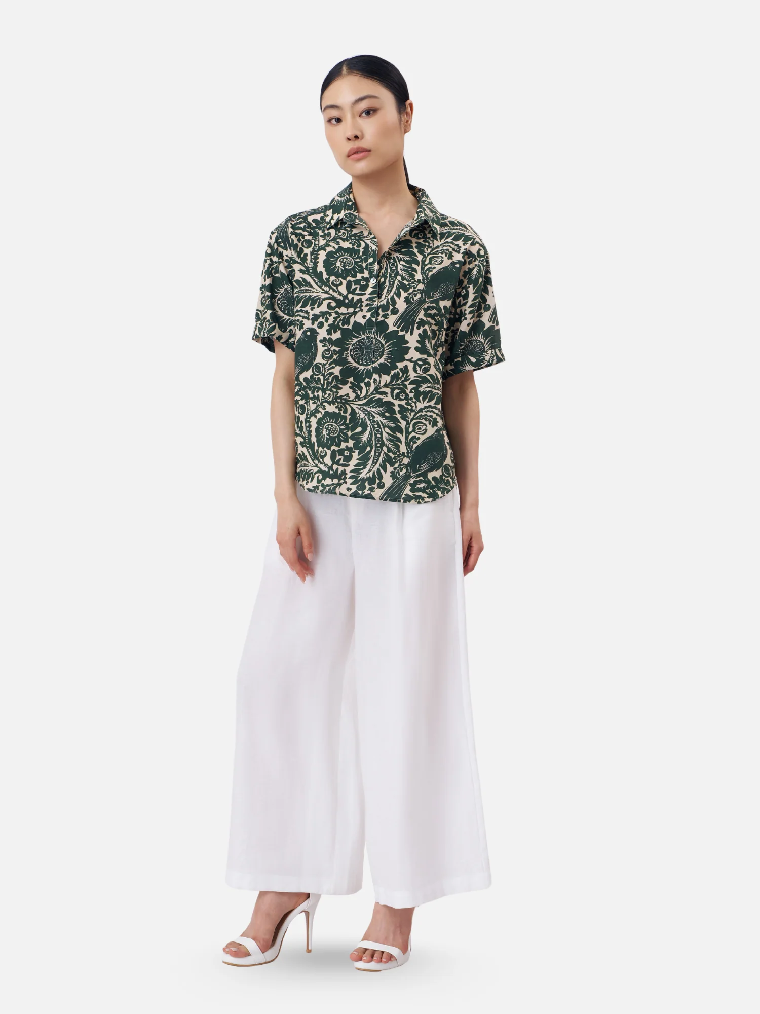 Trogon Birds Roll Up Sleeve Blouse - Image 5
