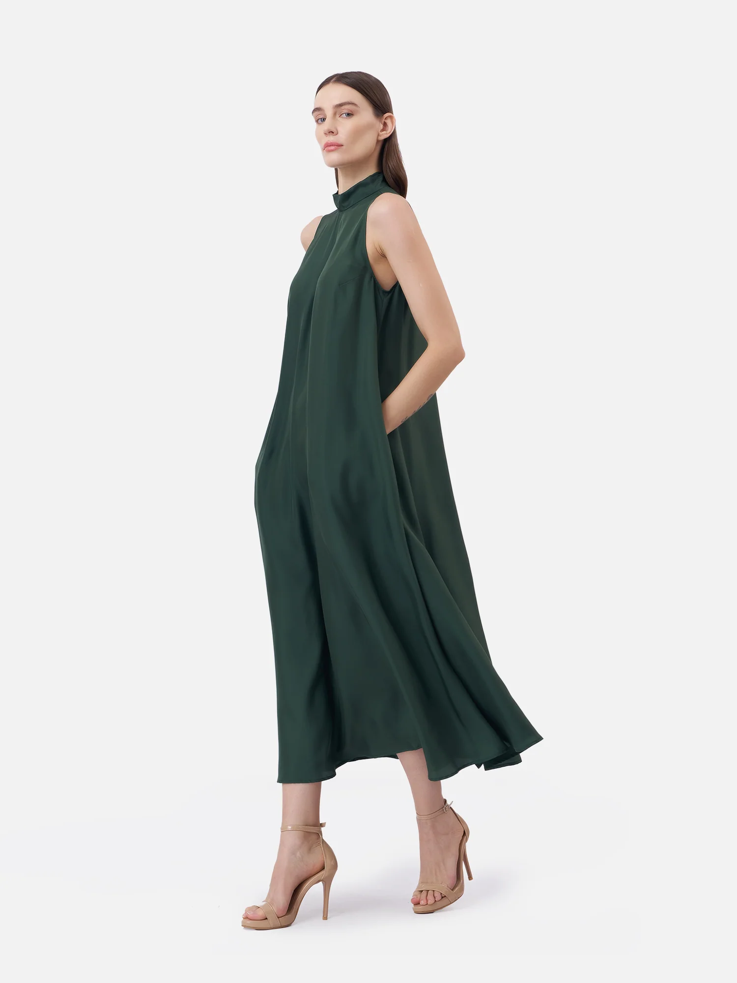 Turtle Neck Maxi Silk Dress - Image 4