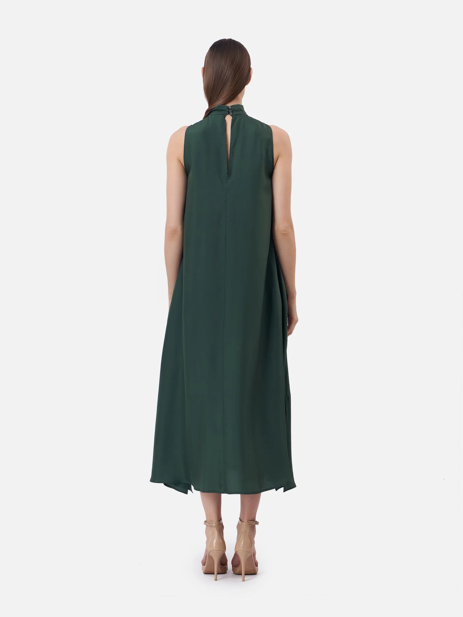 Turtle Neck Maxi Silk Dress - Image 5