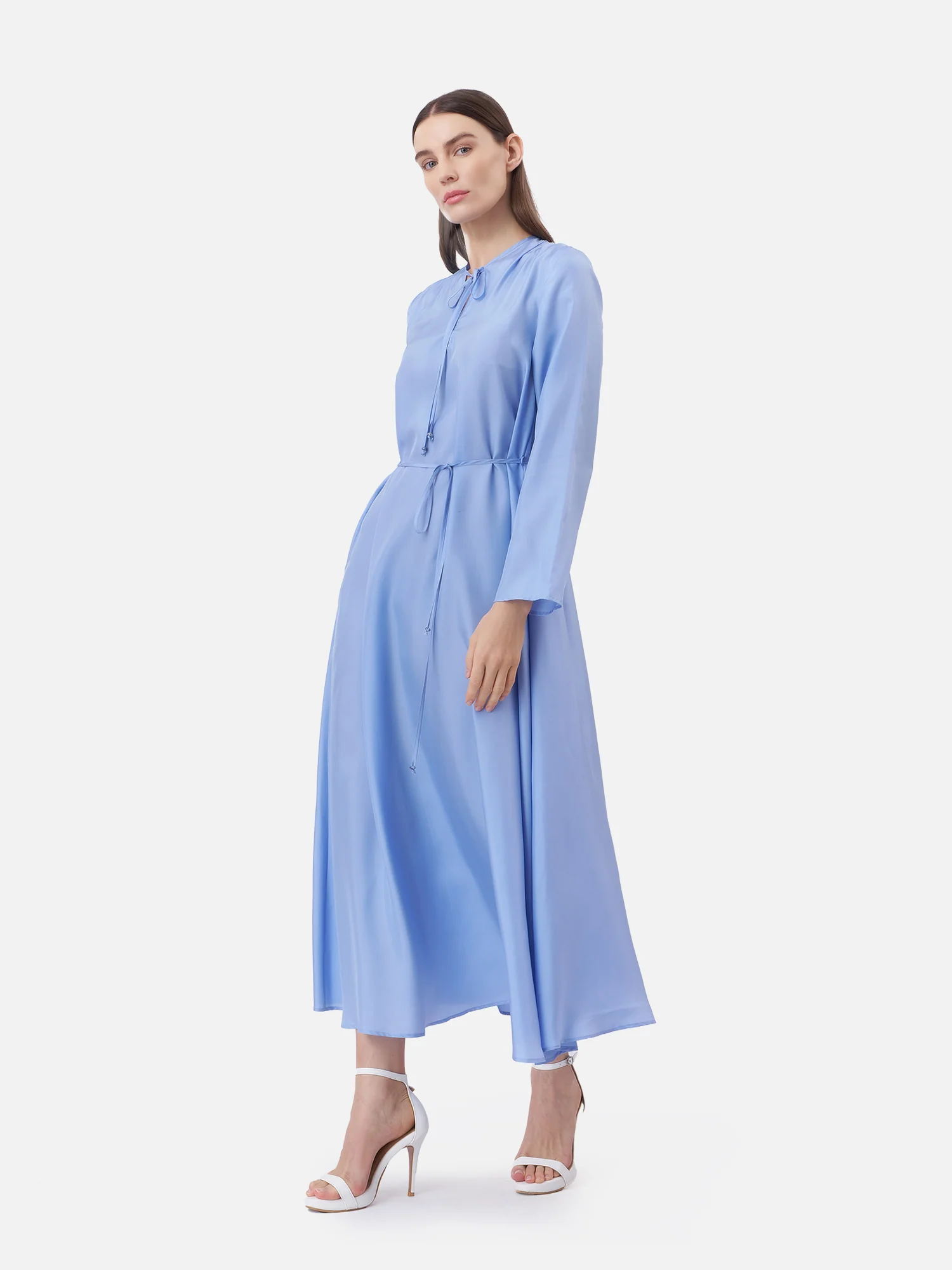V-Neck Relaxed Silk Maxi Dress - Image 4