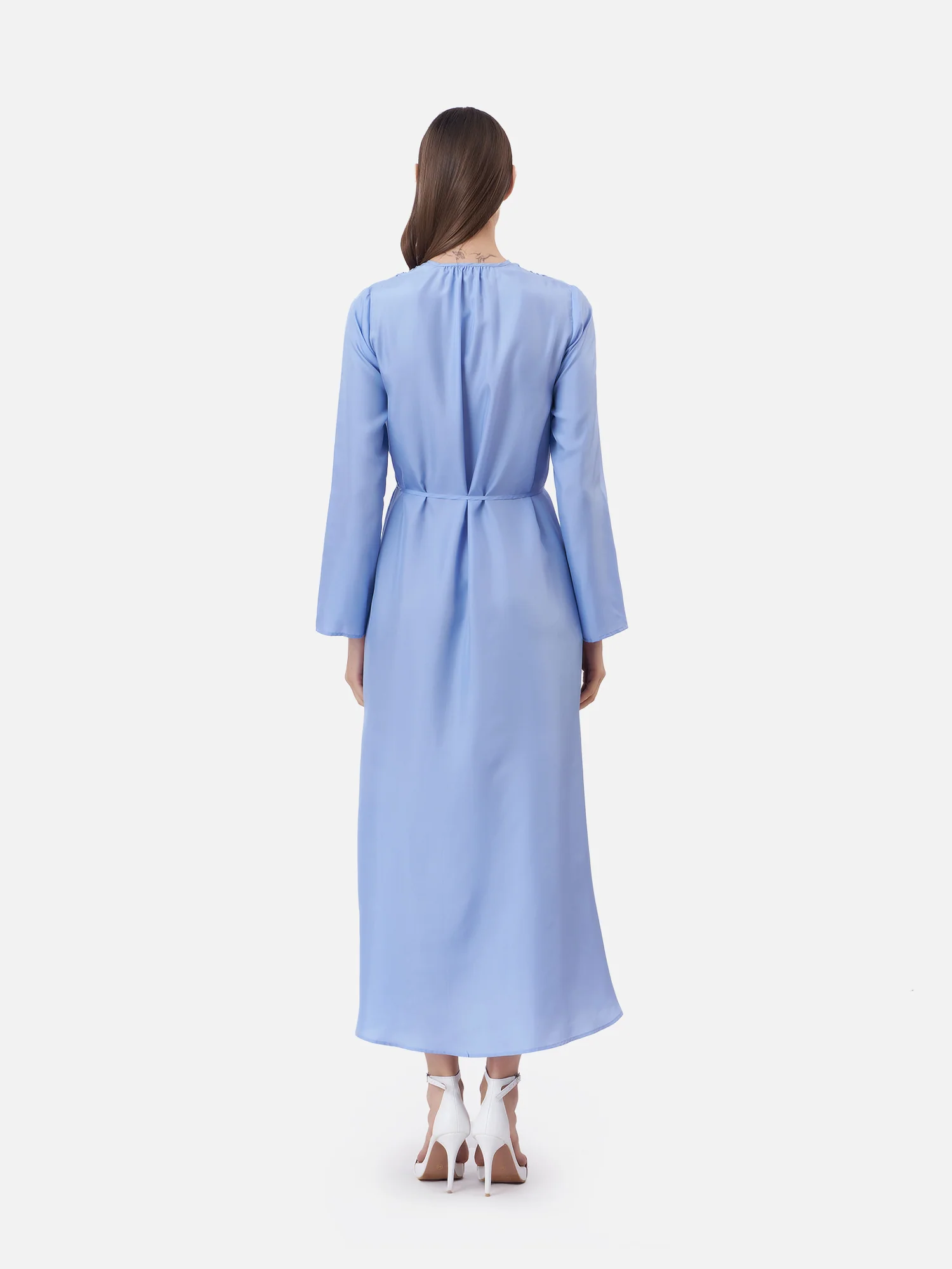 V-Neck Relaxed Silk Maxi Dress - Image 5