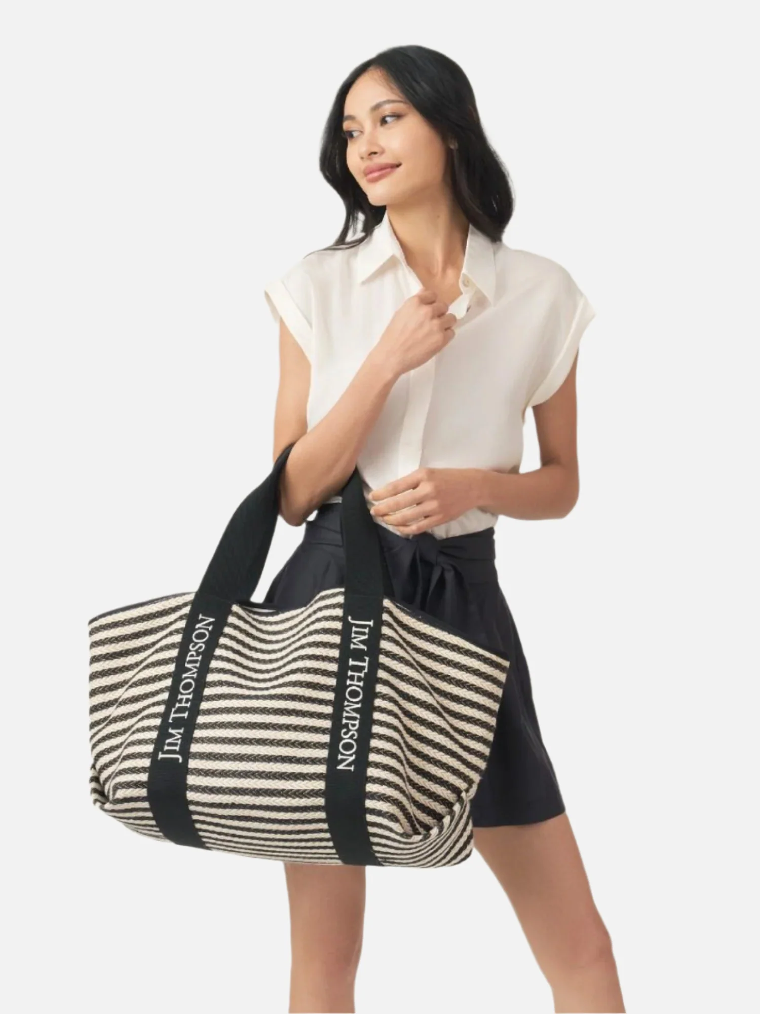 Woven Stripe Capri Large Beach Bag - Image 3